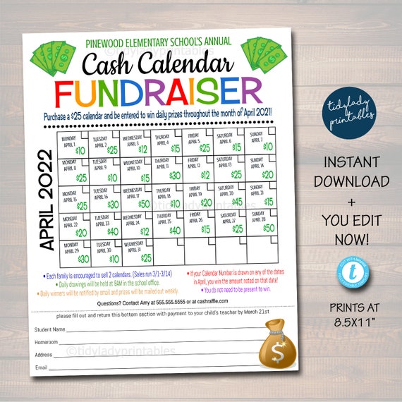 cash-calendar-fundraiser-flyer-printable-handout-take-home-fundraiser-event-sheet-church