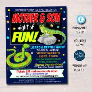 Mother Son Reptile Show Flyer: Editable School Event (Digital Download)