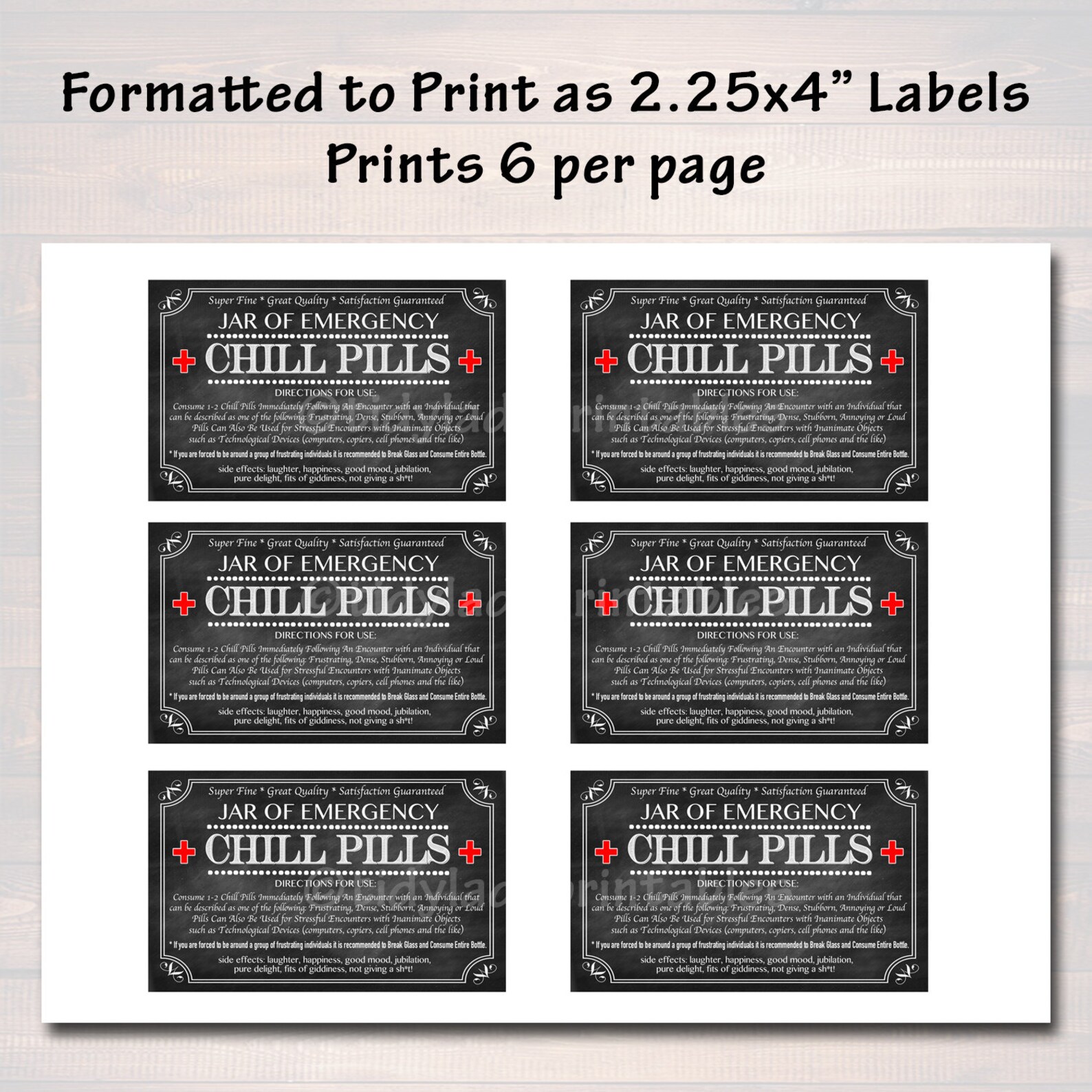 Mini Chill Pills Label Chalkboard Label Gag Gift Professional - Etsy