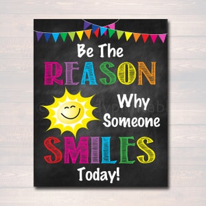 Be the Reason Someone Smiles Today, School Counselor Poster, Teen Bedroom Decor, Classroom Wall Art, Office Decor, Motivational Class Poster