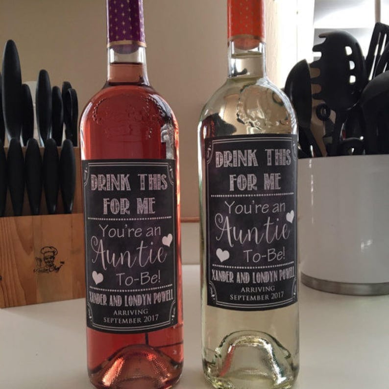 Drink This For Me You/'re An Auntie To Be Digital Wine Label Pregnancy Announcement New Aunt Gift Sister Promoted to Aunt Pregnancy Reveal