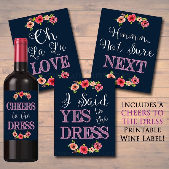 Yes To The Dress Paddle Game, Yes to the Dress Signs, INSTANT DOWNLOAD, Bridal Game, Wedding Dress Sign, Bridal Dress Shopping, Bride to Be Il_570xn