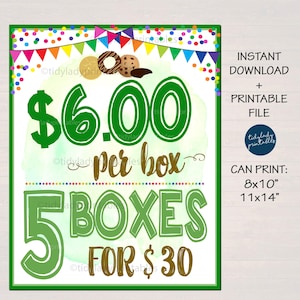 Cookie Price Sign, 6 dollars per box 5 for 30, Cookies Sold Here, Printable Cookie Booth Poster, Sale Fundraiser Display, INSTANT DOWNLOAD