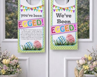 You've Been Egged Door Hangers: Easter Egg Hunt Printable (Editable PDF)