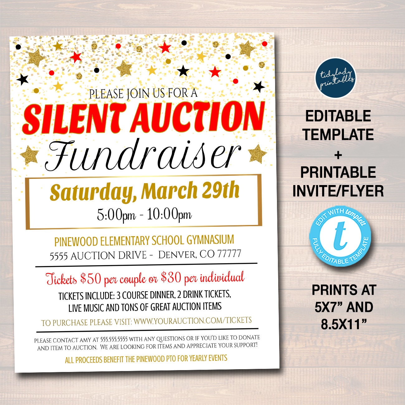 silent-auction-flyer-fundraiser-event-school-pto-pta-etsy-uk