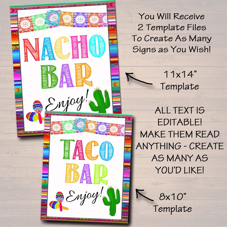 Editable Fiesta Signs Printable Mexican Theme Party Decor | Etsy