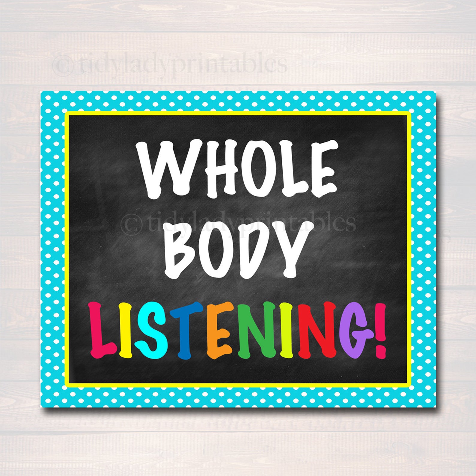 Whole Body Listening Posters: Classroom Decor Printable (PDF Download ...