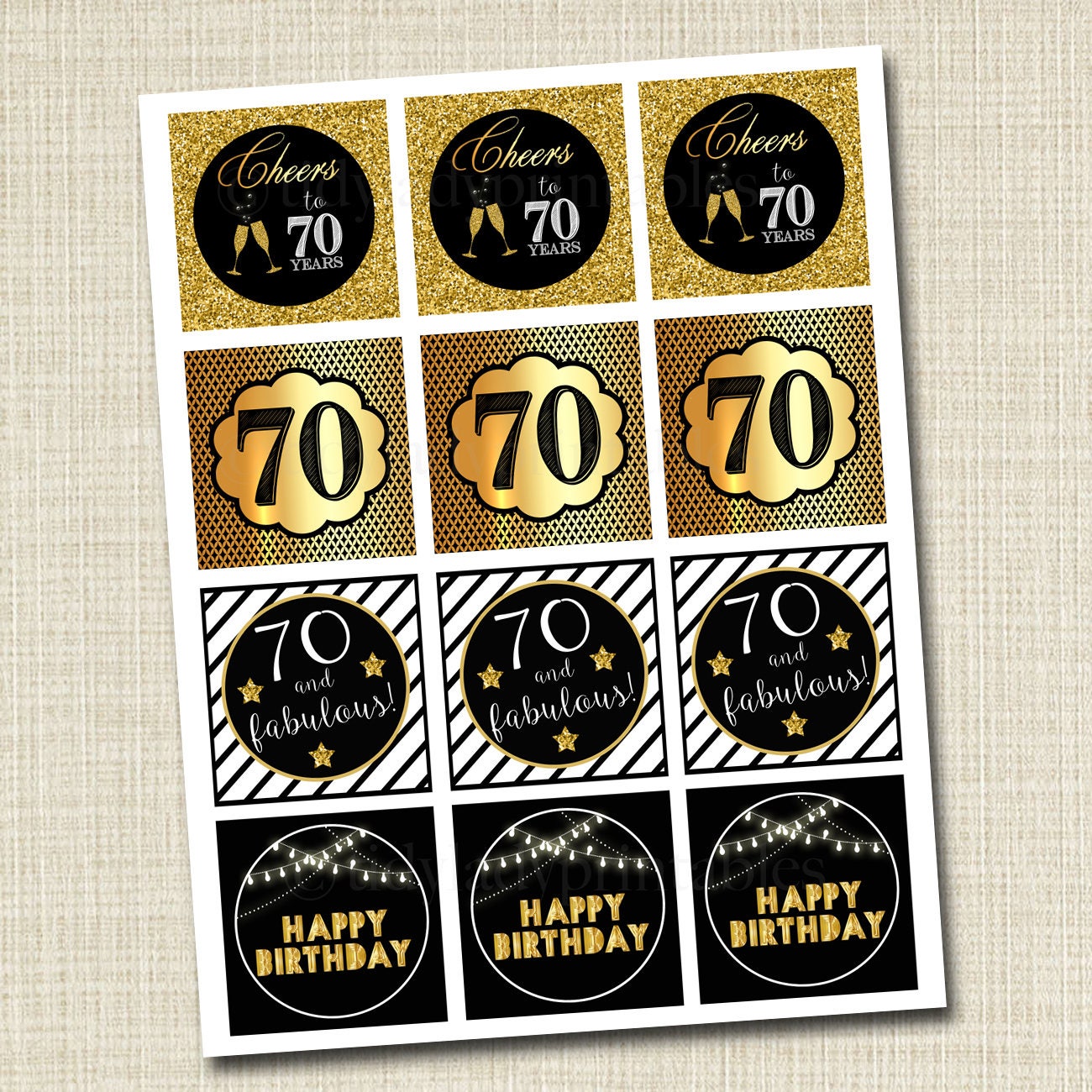 70th Birthday Cupcake Toppers: Cheers to Seventy Years (PRINTABLE ...