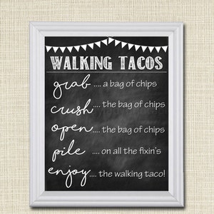 Walking Tacos Schild, Walking Taco Bar, DIY Taco Bar, machen Sie Ihre eigenen Tacos druckbare Schild, INSTANT DOWNLOAD, Cinco De Mayo, Hochzeit Food Trucks