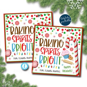 Baking Spirits Bright Tags Christmas Gift Tag Homemade Baked Goods Cookies Child Made Holiday Gift Teacher Coach Staff Co-worker Neighbor