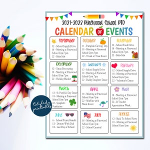 Editable Monthly PTO PTA Calendar Flyer: School Fundraiser Template (Digital Download)