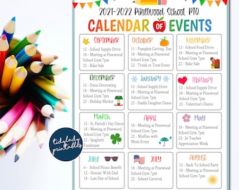 EDITABLE Monthly PTO PTA Flyer Printable Handout, School Year Fundraiser Event Volunteer Meeting Agenda Teacher Seasonal Organizer Template