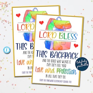 Backpack Blessings Tag, Sunday School Printable, Church Printable, Religious Tags Back to School, Catholic Student Teacher Idea, EDITABLE