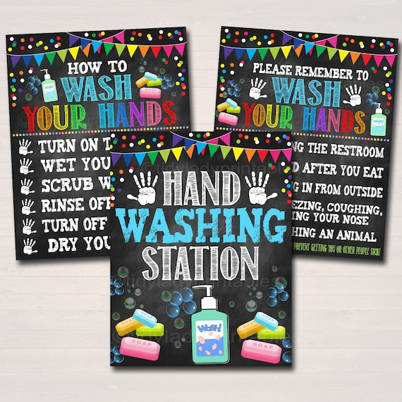 Hand Washing Posters, Health Safety Prevention Posters, School Classroom Signs, Wash Your Hands School Nurse Health Clinic, INSTANT DOWNLOAD Il_570xn