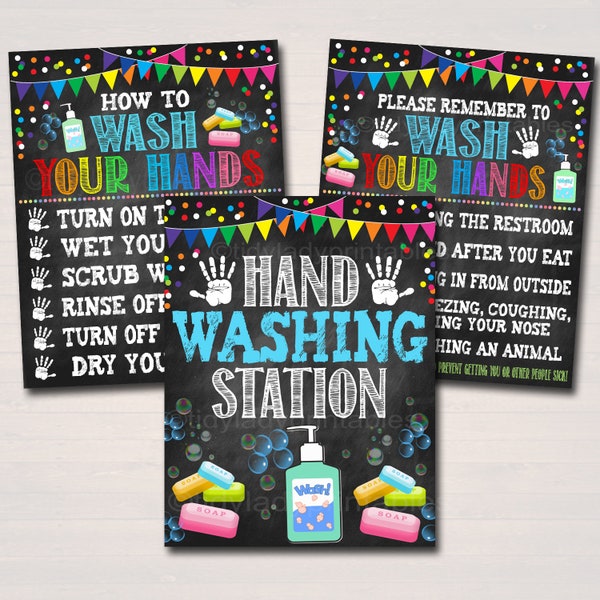 Hand Washing Posters, Health Safety Prevention Posters, School Classroom Signs, Wash Your Hands School Nurse Health Clinic, INSTANT DOWNLOAD