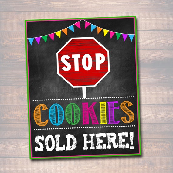 Cookie Booth Sign, Stop Cookies Sold Here, Printable Cookie Drop Banner, Cookie Booth Poster, Cookie Sale, INSTANT DOWNLOAD Fundraiser Booth Il_570xn