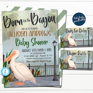 Louisiana Bayou Baby Shower Invitation, Bayou Theme Invite, Gender Neutral, Editable Baby Shower Coed Couples Shower, EDITABLE TEMPLATE