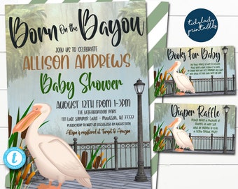 Louisiana Bayou Baby Shower Invitation: Gender Neutral, Editable Template
