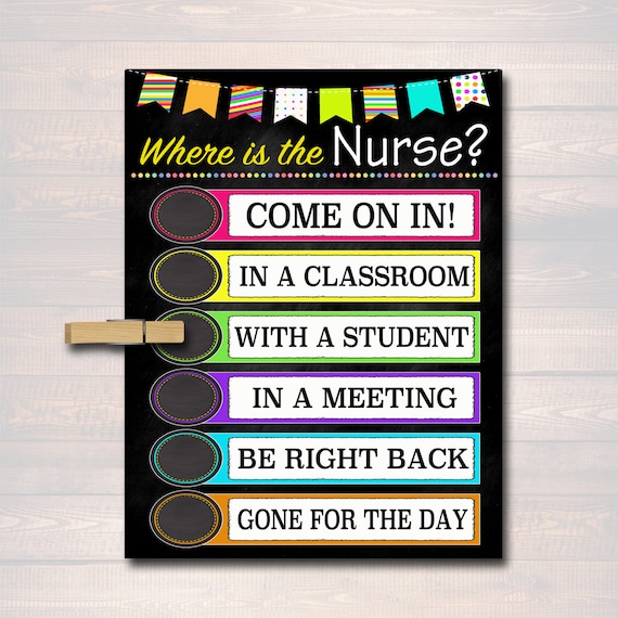 Where Is The School Nurse Door Sign Classroom Decor School Nurse