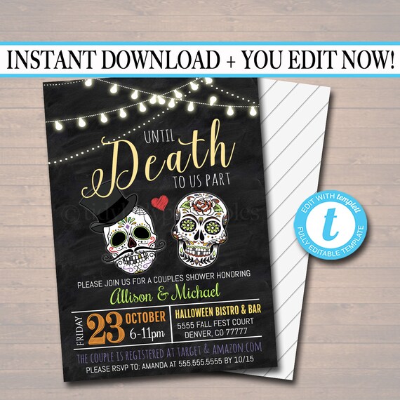 EDITABLE Halloween Bridal Couples Shower Party Invitation EDITABLE Halloween Bridal Couples Shower Party Invitation
