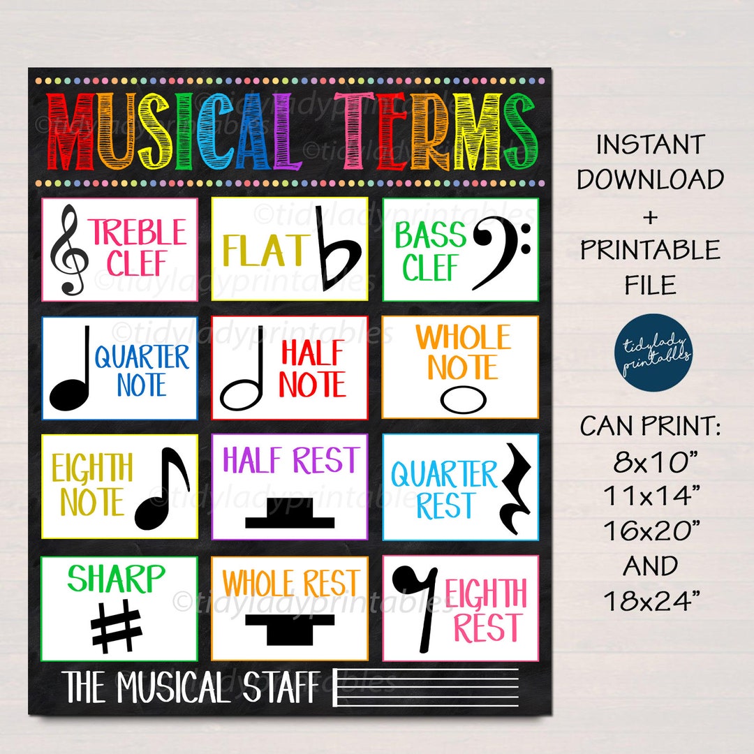 Musical Terms Poster, Music Teacher Classroom Printable Decor, Band Classroom, Music Theory ...