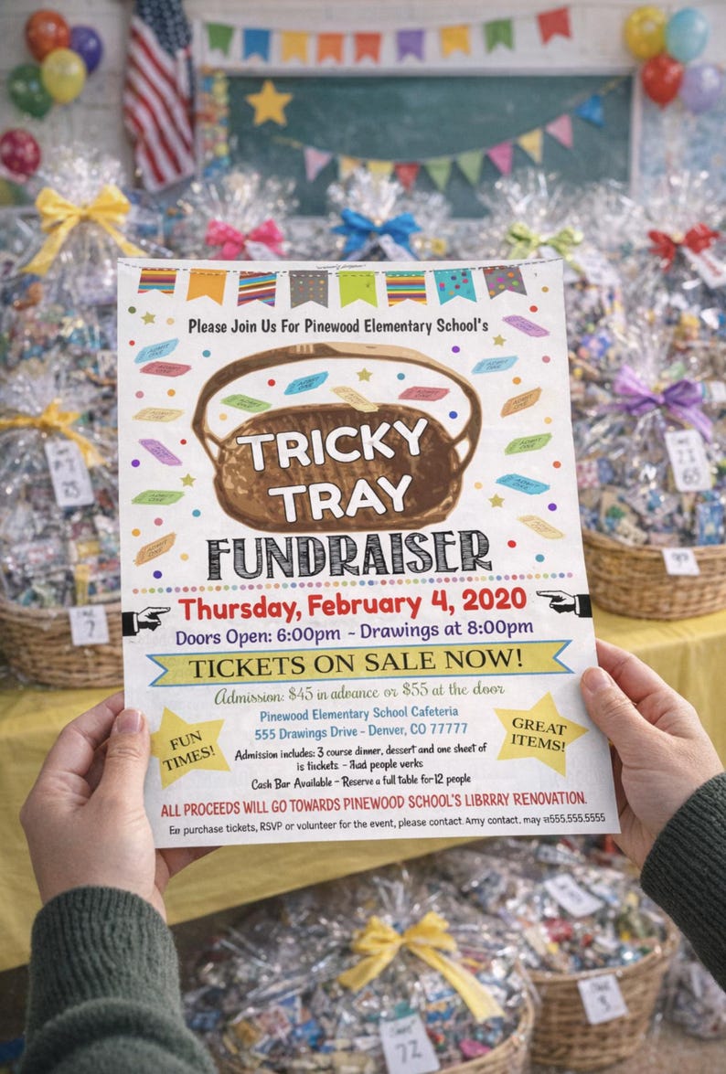 Tricky Tray Fundraiser Flyer: Editable School Pto Pta Fundraising Event ...