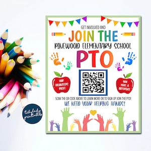 School Pto Pta Recruitment Flyer with QR Code, Printable Handout School Fundraiser, Why Join Volunteers, We Need You, EDITABLE TEMPLATE