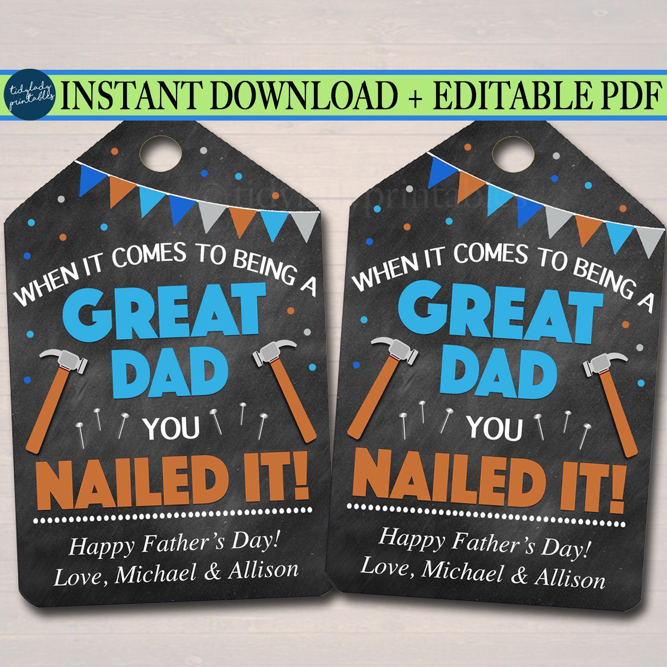 Printable Father's Day Gift Tags, Best Dad Ever Gift Labels, Printable ...