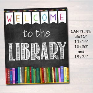 Welcome to the Library Sign: Chalkboard Classroom Decor (Digital Download)