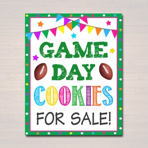 Cartel de cabina de galletas imprimible, galletas de día de juego de fútbol para la venta, póster de galletas, banner digital de decoración de cabina de galletas del Superbowl DESCARGA INSTANTÁNEA