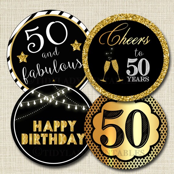 50th Birthday Cupcake Toppers PRINTABLE Cheers To Fifty Years Cupcake Decoration 50th Birthday