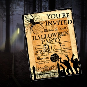 Printable Halloween Party Invitation: Vintage Apothecary Design (Digital Download)