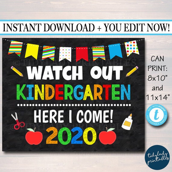 First Day Of School Sign, Kindergarten Preschool Graduation Decor School Chalkboard Prop, Last Day of School, INSTANT DOWNLOAD Il_570xn