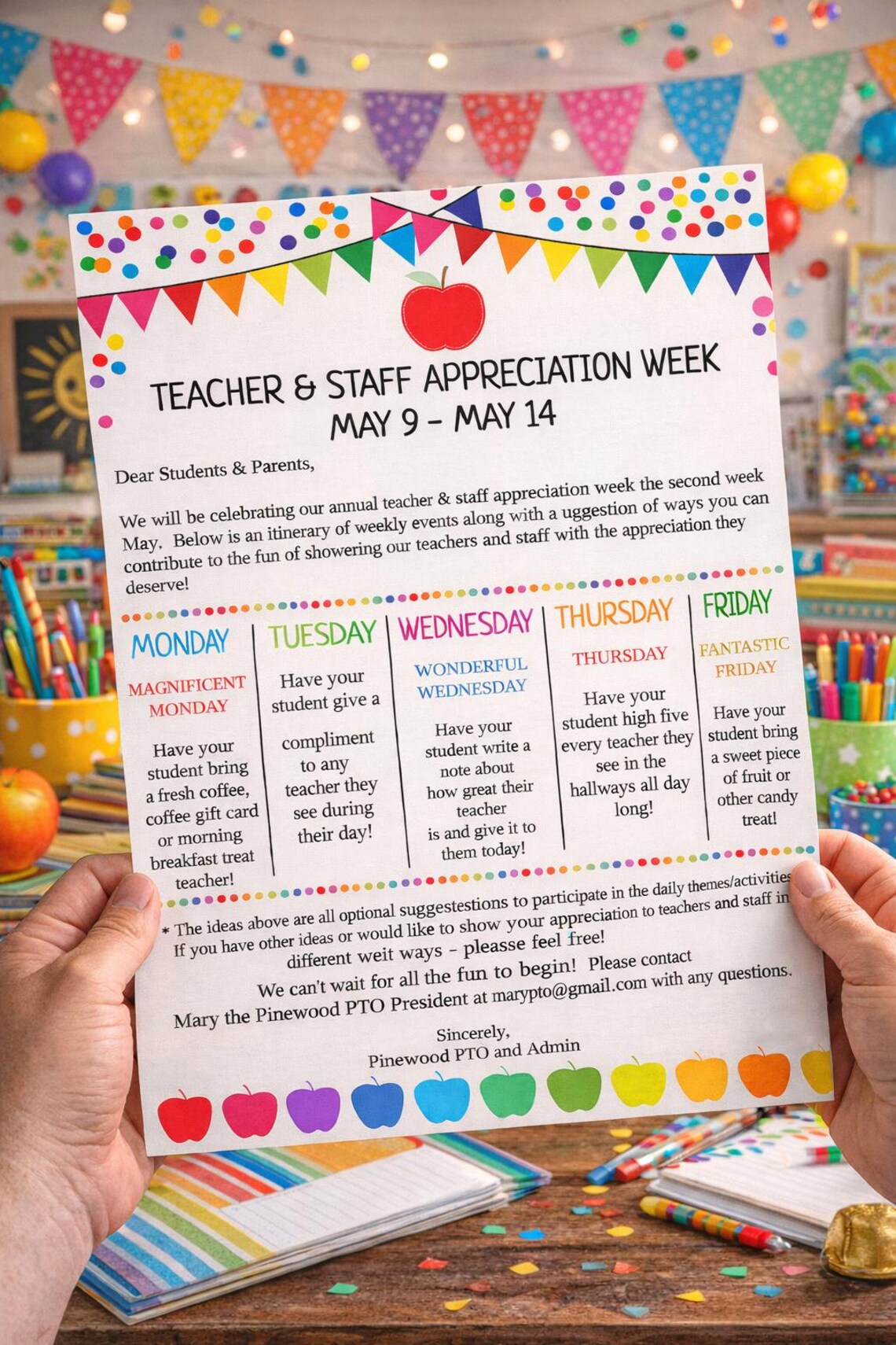 Editable Teacher Appreciation Week Newsletter Flyer, School Pto Pta ...