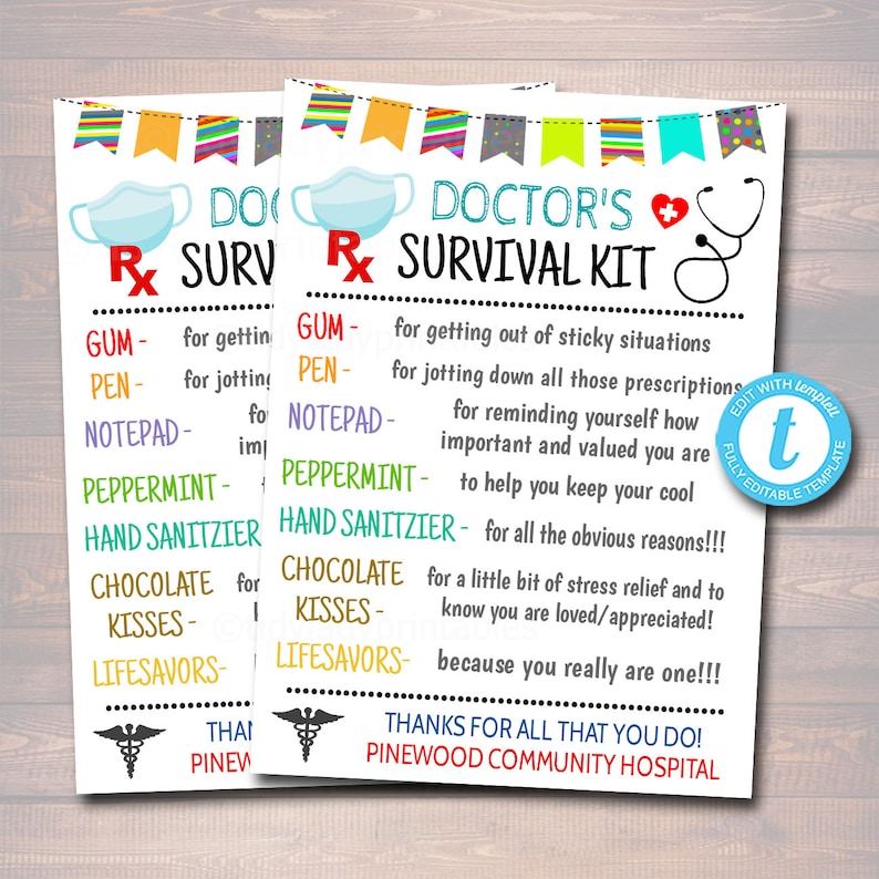 Doctor Survival Kit Gift Tags National Doctors Day Medical Etsy