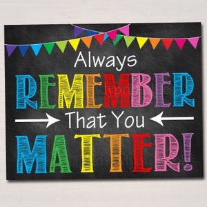 Classroom Poster Quote, Counselor Office Decor, Therapist Office, Social Worker Sign, Counselor Gift Self Esteem You Matter Printable Art