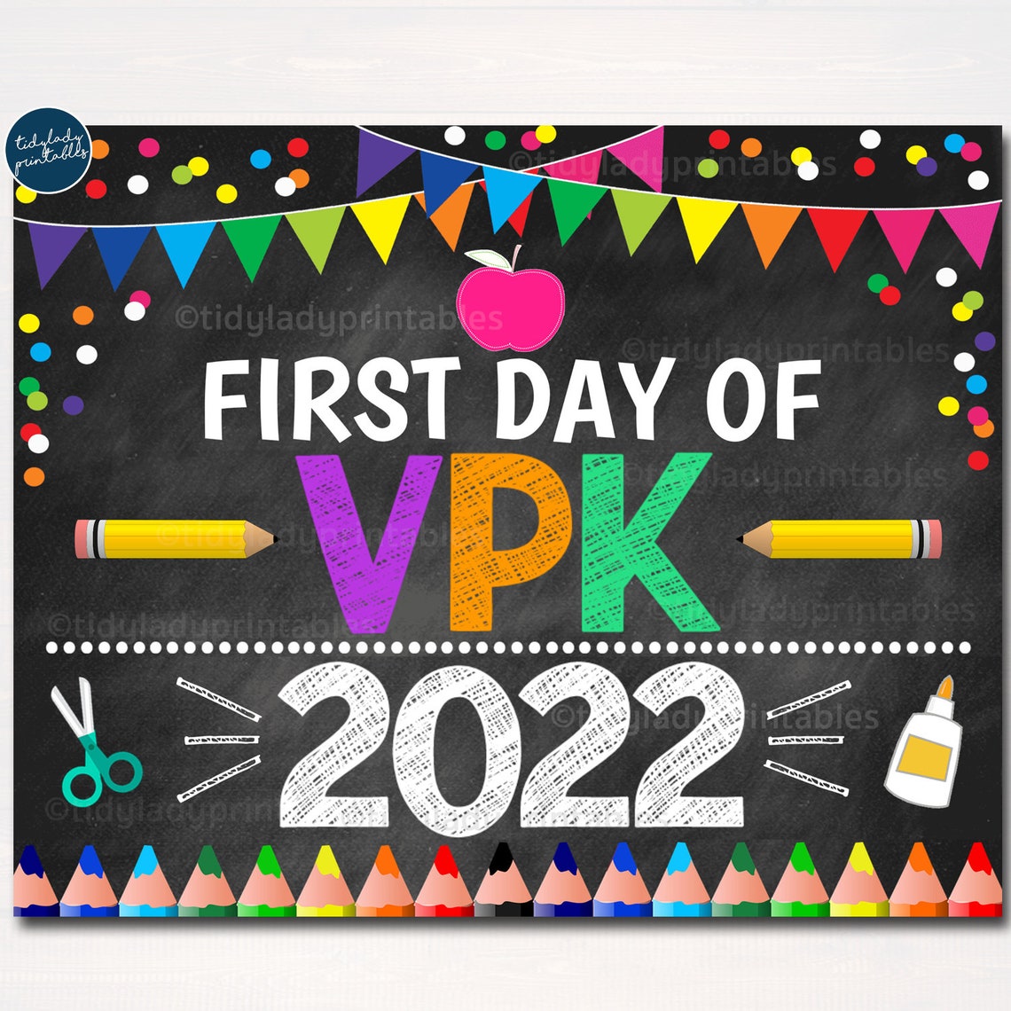 First Day of VPK 2022 Printable Back to School Chalkboard Etsy