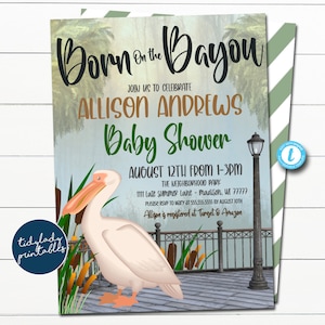 Louisiana Bayou Baby Shower Invitation, Bayou Theme Invite, Gender Neutral, Editable Baby Shower Coed Couples Shower, EDITABLE TEMPLATE