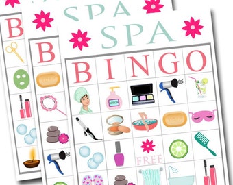 Spa Bingo Printable Game, Girls Party Game, Spa Party, Beauty Party, Pamper Party Sleepover Game, Printable BINGO Game - INSTANT DOWNLOAD