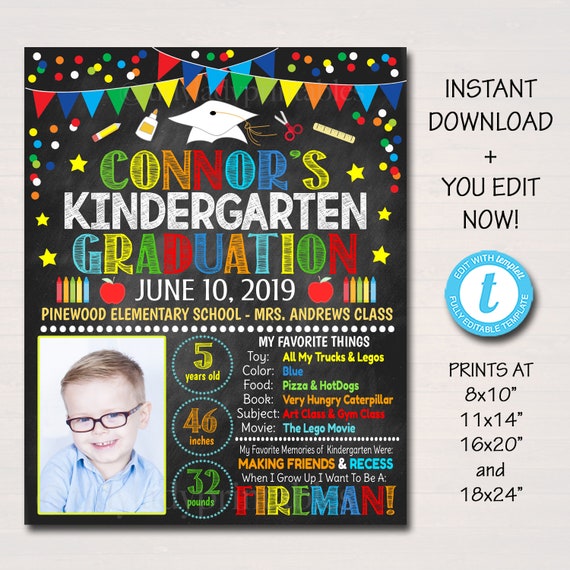 EDITABLE Last Day of School Photo Prop School Chalkboard Poster DIY Instant Download Preschool, Kindergarten Graduation, End of School Year Il_570xn