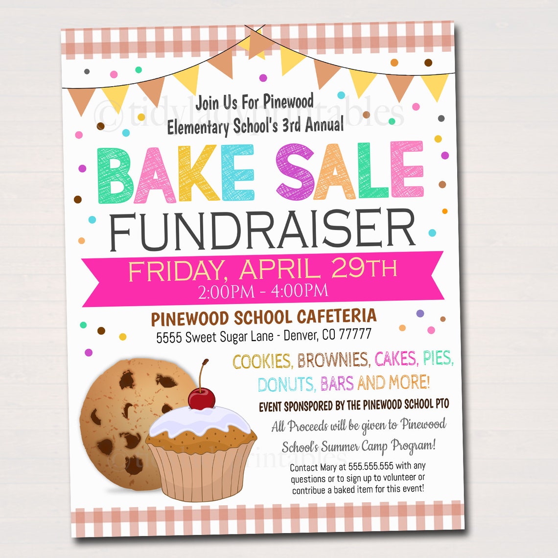 EDITABLE Bake Sale Flyer Printable PTA PTO Flyer School Etsy Canada