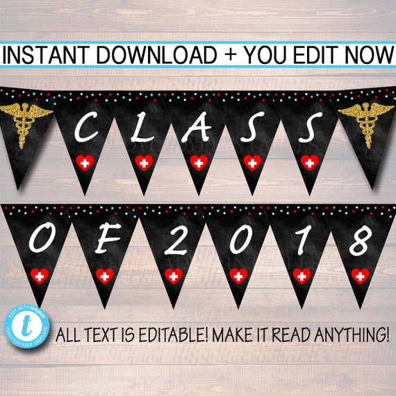 Editable Nurse Banner Printable Party Decor Graduation
