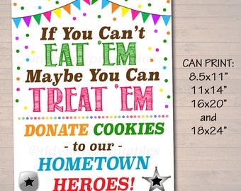 Cookie Booth Sign, If You Can't Eat 'Em Treat 'Em, Donate Cookies For Hometown Heroes Police, Printable Cookie Drop Banner, INSTANT DOWNLOAD