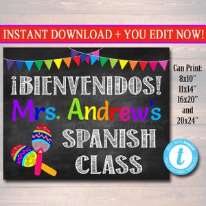 Spanish Teacher Classroom Door Sign, Bienvenido Printable Classroom Decor Custom Teacher Sign, Back to School Door Sign, Teacher Door Hanger