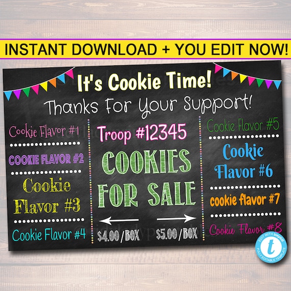EDITABLE Cookie Booth Sign, Digital File, Troop Leader, Cookie Banner