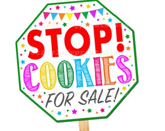 Cookie Booth Stop Sign, Stop Cookies Sold Here, Printable Cookie Drop Banner, Cookie Booth Sales Poster, INSTANT DOWNLOAD Fundraiser Booth