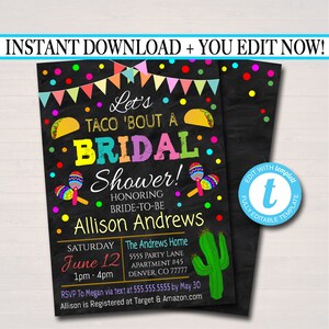 Editable Fiesta Nacho Average Bridal Shower Invitation, Chalkboard Printable Wedding Fiesta Couples Shower Party Invite INSTANT DOWNLOAD