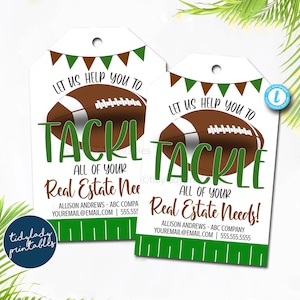 Football Realtor Tags, Fall Pop by Tags, Real Estate Pop By Tag, Realtor Marketing, Referral Can Tackle All Your Needs for Business EDITABLE