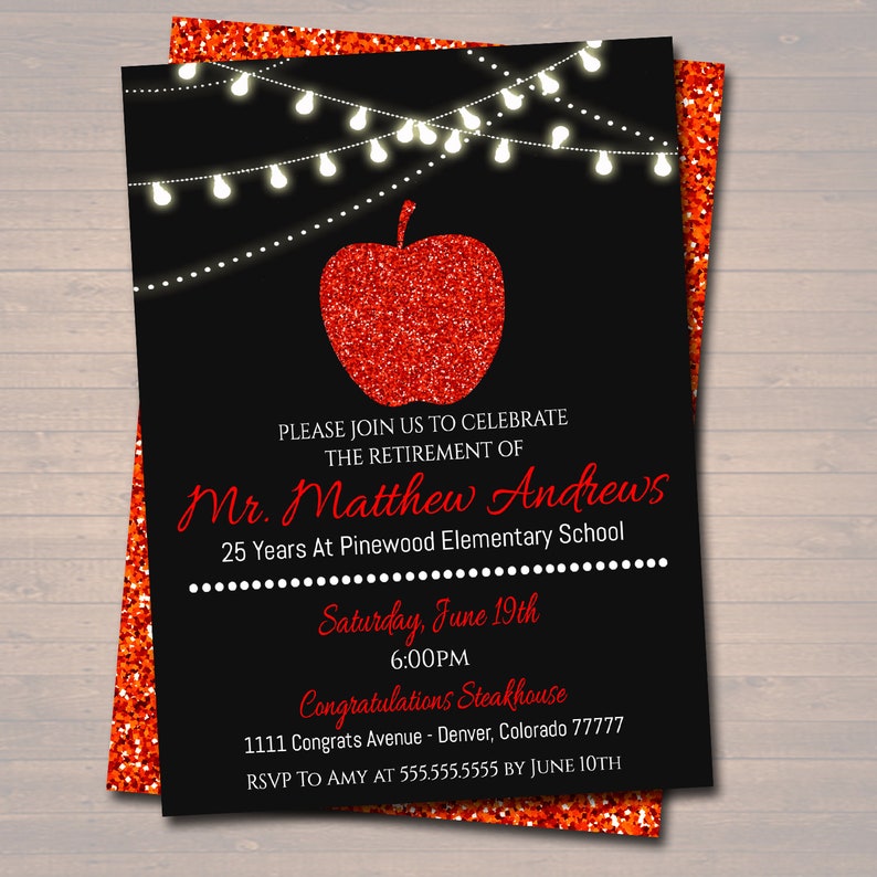 Editable Teacher Retirement Invitation Printable Education | Etsy