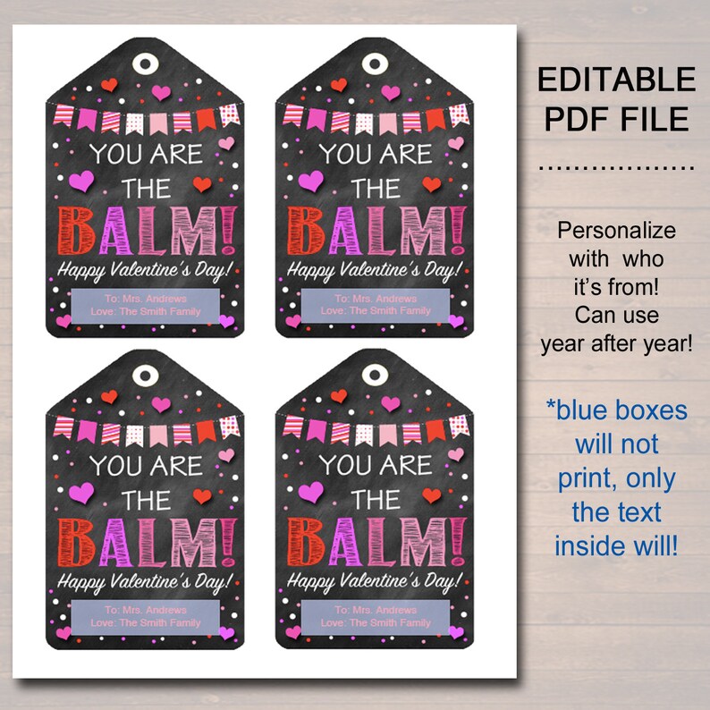 EDITABLE You re The Balm Valentine s Day Gift Tags Etsy